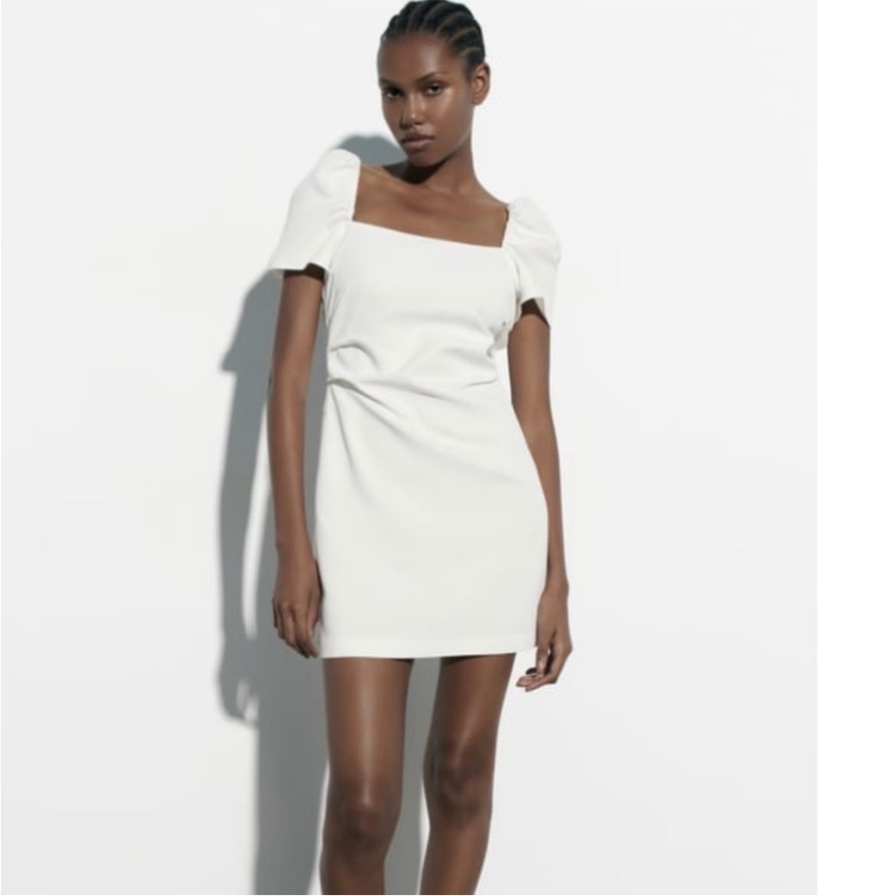 Like New Zara White Linen Dress Size M